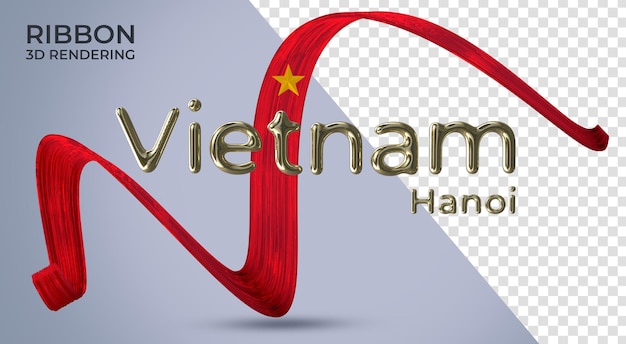 PSD realistyczna wstążka z wietnamskim tekstem renderowania 3d
