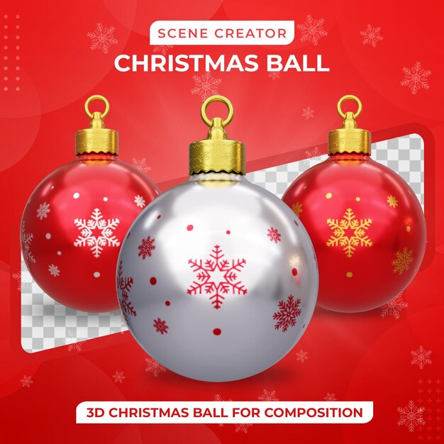 Realistyczne 3d Kolorowe Boże Narodzenie Błyszcząca Piłka Dekoracja Ozdoby 3d Render