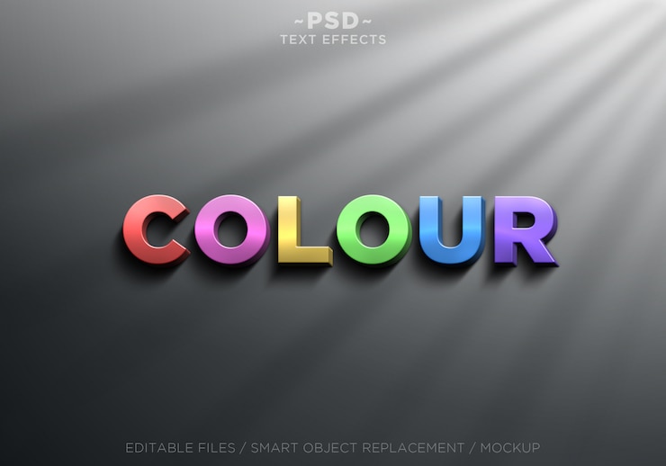 PSD realistyczne efekty kolorystyczne 3d edytowalny tekst
