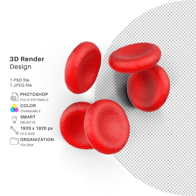 PSD realistyczne modelowanie 3d krwinek czerwonych w pliku psd