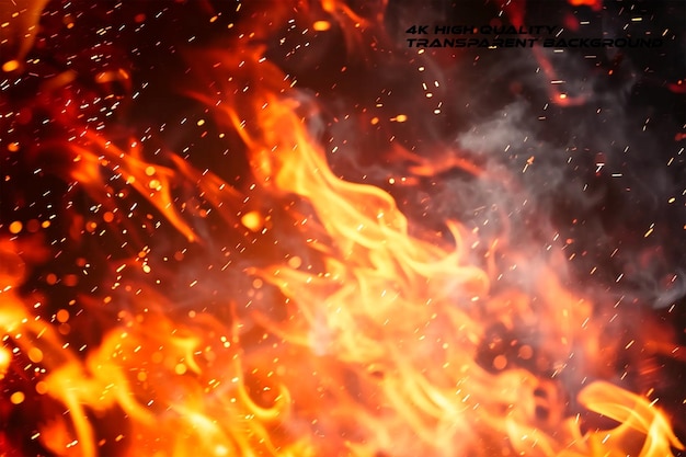 PSD realistyczne płomienie ognia z iskry na przezroczystym tle