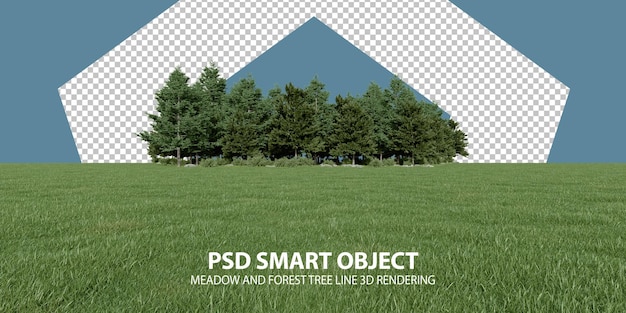 Realistyczne renderowanie 3d linii drzew łąkowych i leśnych izolowanych obiektów