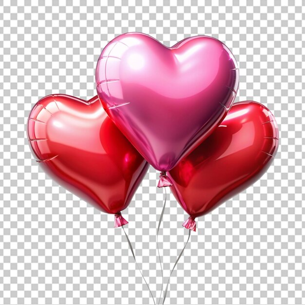 Realistyczne Różowe 3d Balony Serca Izolowane Na Przezroczystym Tle Balony Powietrzne