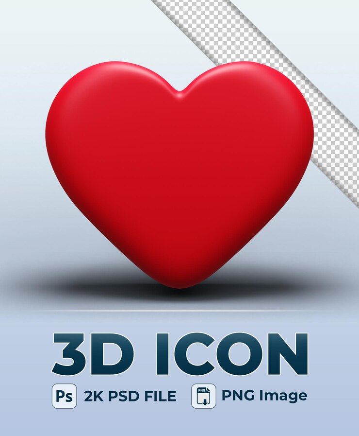 realistyczne serce ikona 3d