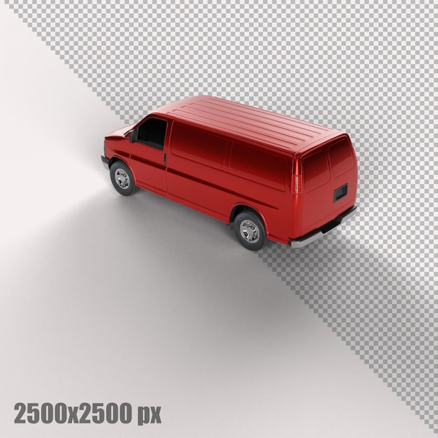 PSD realistyczny czerwony samochód dostawczy w renderowaniu 3d