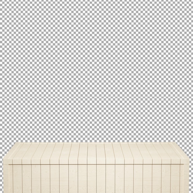 Realistyczny drewniany stół Drewniana deska odgórny widok z przodu renderowania 3d na białym tle