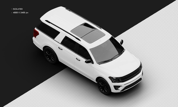 Realistyczny Izolowany Błyszczący Biały Luksusowy Nowoczesny Samochód Suv Z Prawego Górnego Widoku Z Przodu
