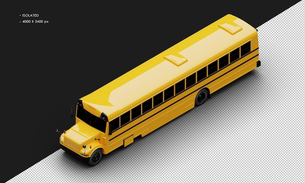 PSD realistyczny izolowany błyszczący pomarańczowy konwencjonalny autobus pasażerski z lewego górnego widoku z przodu