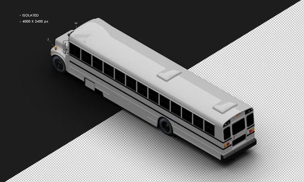 PSD realistyczny izolowany błyszczący szary konwencjonalny autobus pasażerski z lewego górnego widoku z tyłu
