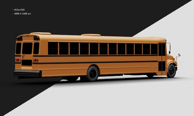 Realistyczny izolowany matowo pomarańczowy konwencjonalny autobus pasażerski z prawej strony z tyłu