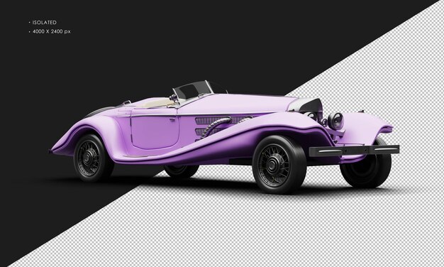 PSD realistyczny, izolowany, purpurowy, elegancki, klasyczny, zabytkowy samochód z prawej strony.