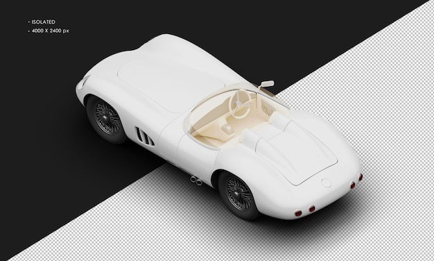 PSD realistyczny izolowany realistyczny matowy biały sedan sportowy klasyczny samochód miejski z góry w lewo z tyłu