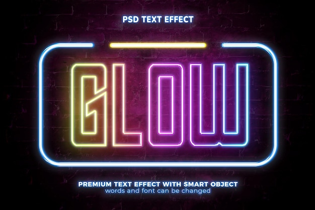 Realistyczny Kolor Rgb Neon Blask światła Noc Makiety 3d Edytowalny Efekt Tekstowy