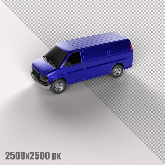 Realistyczny niebieski samochód dostawczy w renderowaniu 3d