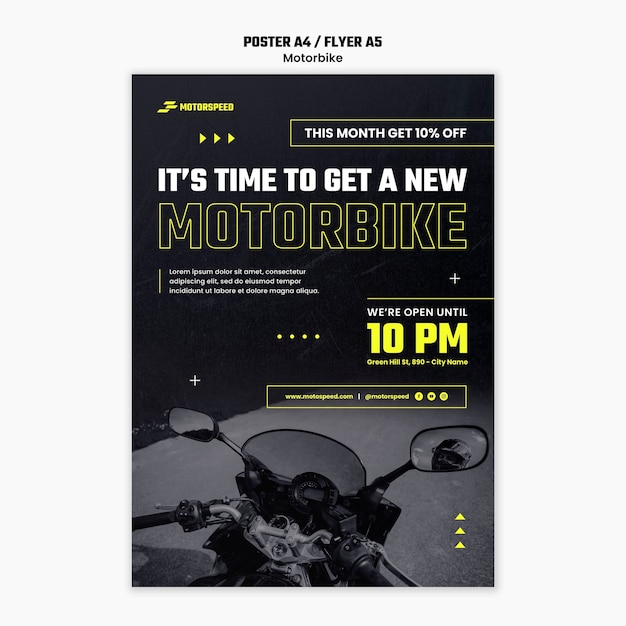 Realistyczny plakat biznesowy motocykla