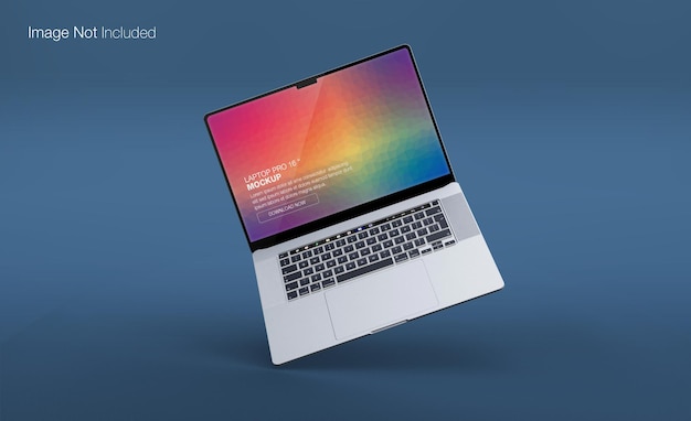 Realistyczny Projekt Makiety Pływającego Laptopa Pro Na Białym Tle Render