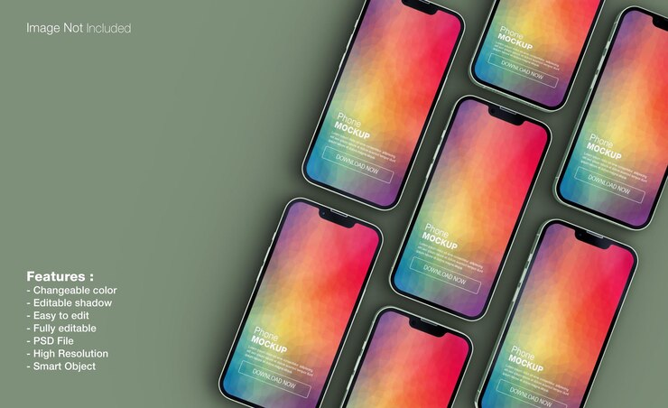 Realistyczny projekt makiety smartfonów na białym tle render