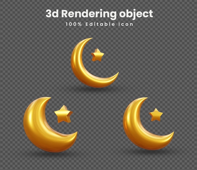 Realistyczny Ramadan Moon Rendering 3d Islamskiego Księżyca