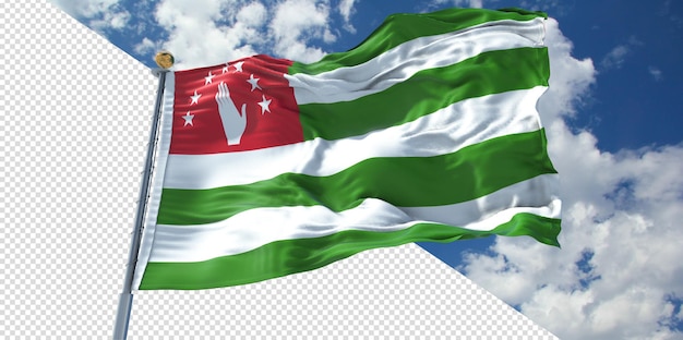 PSD realistyczny render 3d flaga abchazji przezroczysta