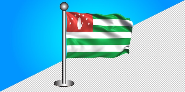 Realistyczny Render 3d Flagi Abchazji Z Biegunem Na Przezroczystym Tle