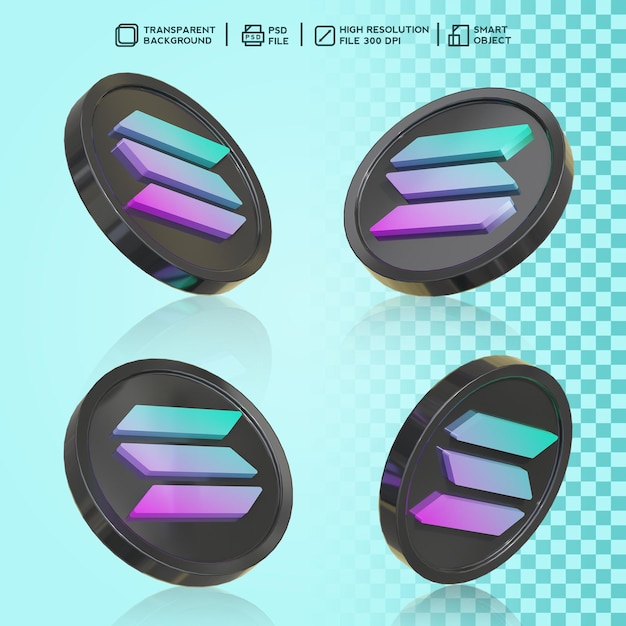 realistyczny render 3d token solana SOL moneta kryptowaluta