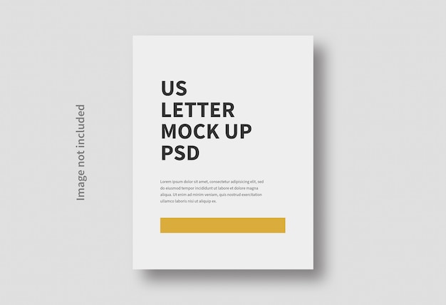 PSD realistyczny rozmiar strony us letter minimalna makieta na białym tle