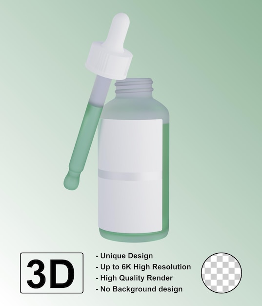 PSD realistyczny serum do twarzy w butelce z zielonymi kroplami