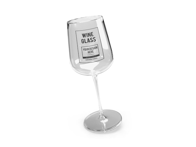 PSD realistyczny szablon makiety kieliszek do wina na białym tle