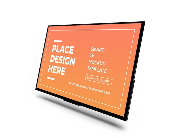 PSD realistyczny szablon makiety smart tv 3d na białym tle