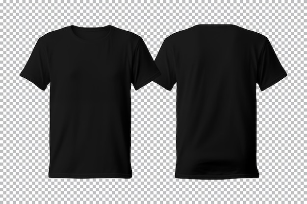 realistyczny zestaw męskich czarnych koszulek mockup przednich i tylnych widoków izolowanych na przezroczystym tle