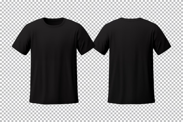 realistyczny zestaw męskich czarnych koszulek mockup przednich i tylnych widoków izolowanych na przezroczystym tle
