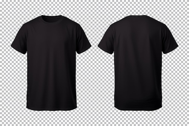 realistyczny zestaw męskich czarnych koszulek mockup przednich i tylnych widoków izolowanych na przezroczystym tle