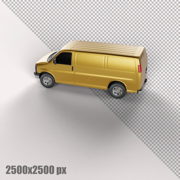 PSD realistyczny żółty cargo van w renderowaniu 3d