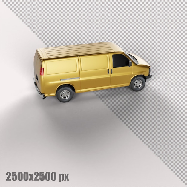 PSD realistyczny żółty cargo van w renderowaniu 3d