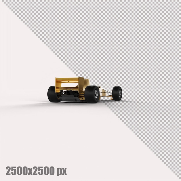 PSD realistyczny żółty samochód formuły 1 w renderowaniu 3d