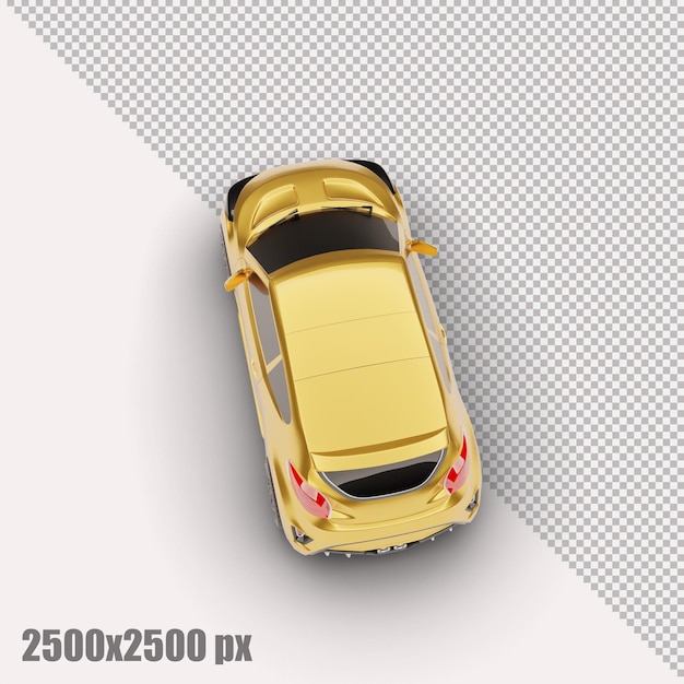 Realistyczny żółty samochód miejski w renderowaniu 3d