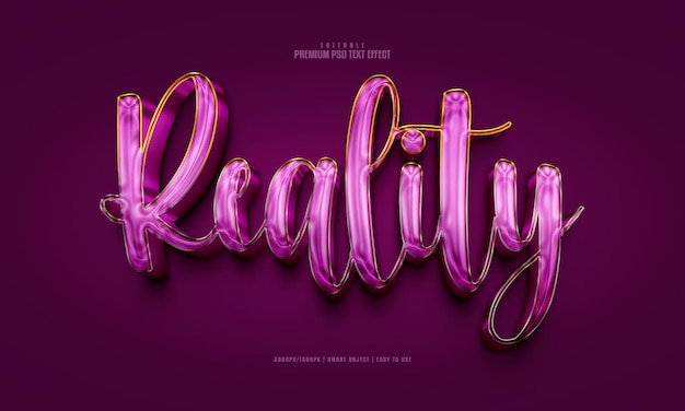 PSD reality 3d bewerkbaar premium psd-teksteffect