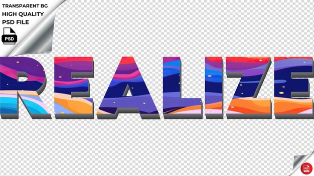 PSD realize typography flat colorful text texture psd transparent