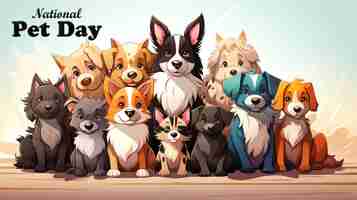 PSD realsitic national pet day banner and background