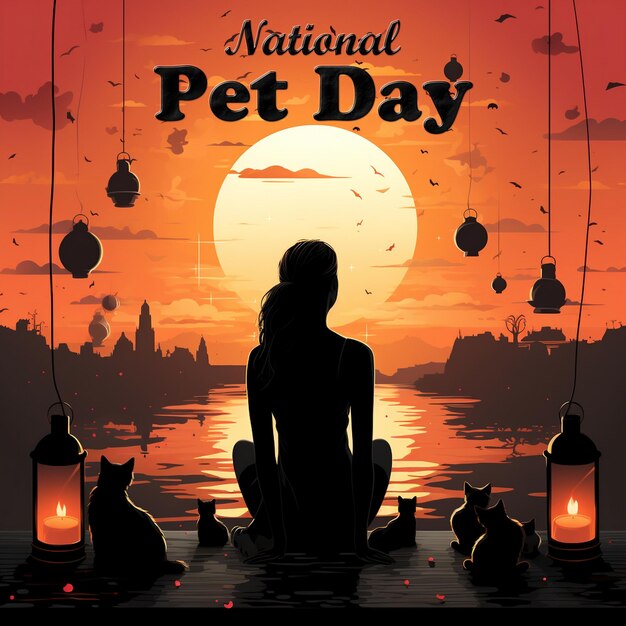 Realsitic National Pet Day banner and background