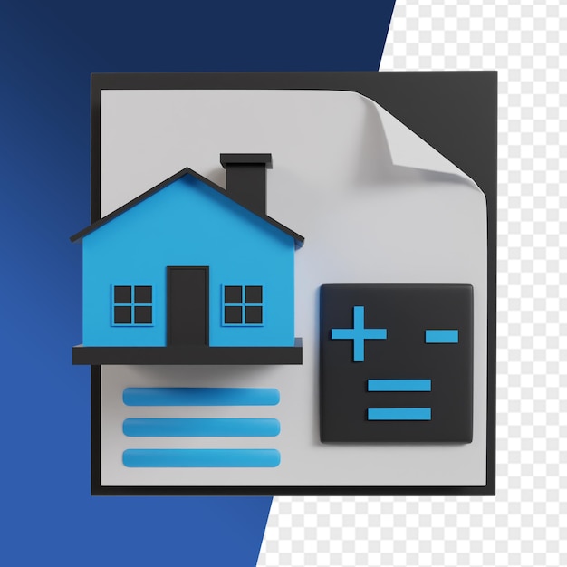 PSD realtor i nieruchomość 3d ikonę render clipart dla biznesu nieruchomości