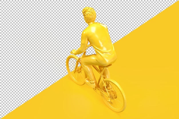 PSD above rear view of casual dressed man on bicycle