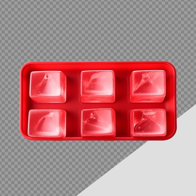 PSD a rear view of an isolated red silicone ice cube tray isolated on transparent background