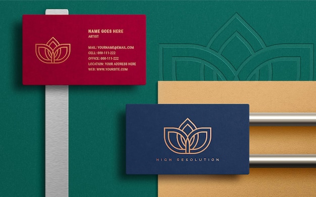 PSD reaslistic logo mockup on business card