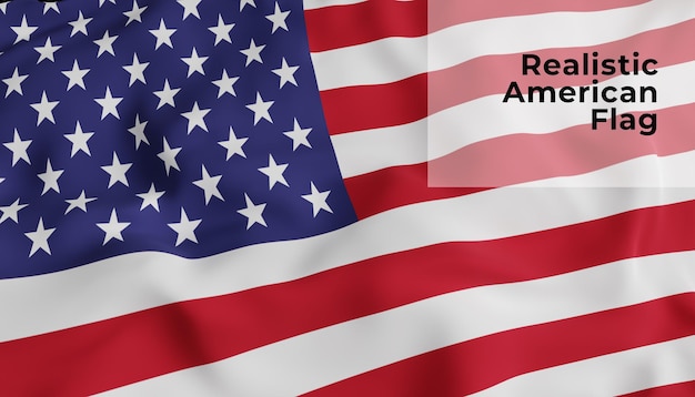 PSD reaslistic and textured american flag with high quality render