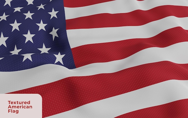 Bandiera americana realistica e strutturata con rendering di alta qualità