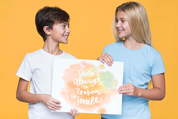 Reason to smile boy and girl mock-up