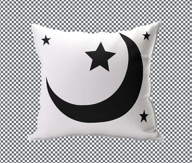 PSD reasonable crescent moon and star pillow isolated on transparent background