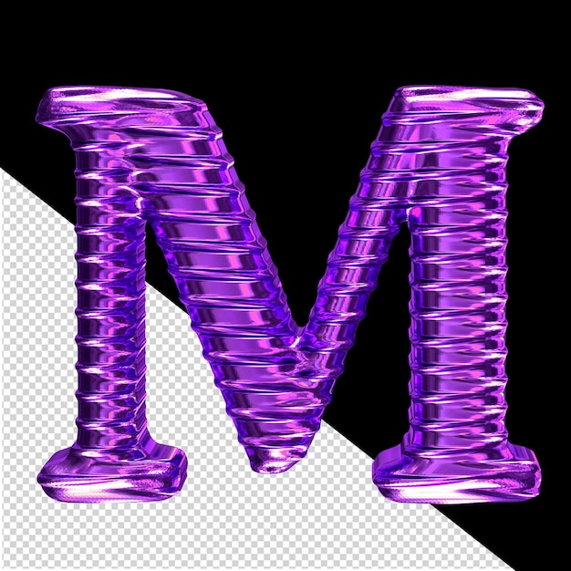 Rebbed dark purple symbol letter m