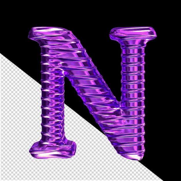 Rebbed dark purple symbol letter n